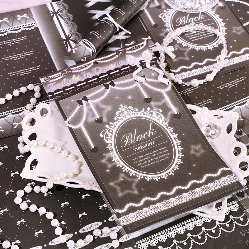 30 pezzi di carta decorativa per sfondo di album in pizzo dolce Kawaii, collage creativo, diario spazzatura fatto a mano fai da te, carta artigianale estetica