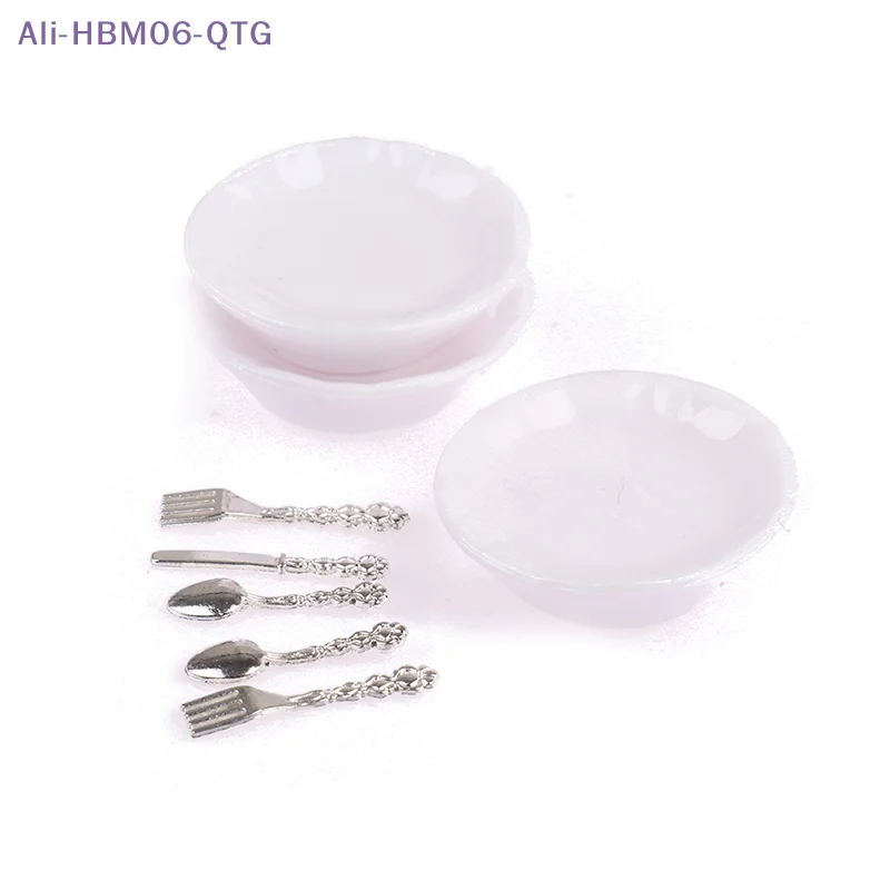 [New] NEW New 4Sets 1:12 Dollhouse Miniature Plate Knife Fork Spoon Set Doll Kitchen Tableware Decor