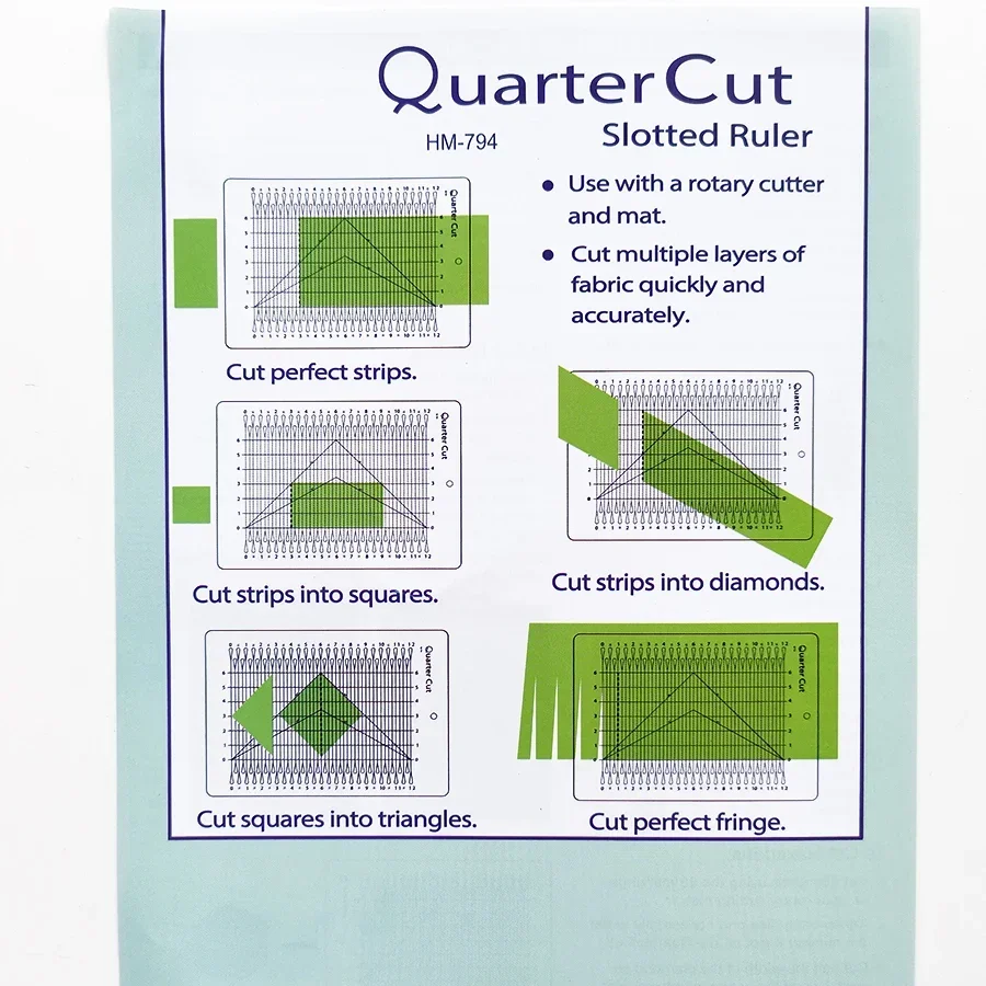 Quarter Cut Ruler Quickly cut various shapes, practical ruler for sewing machines