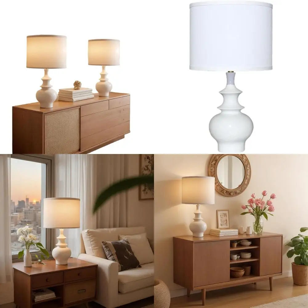 

Пара из 20 белых современных керамических настольных ламп, идеально подходящих для прикроватных тумбочек в спальне, гостиной и рабочих столов.