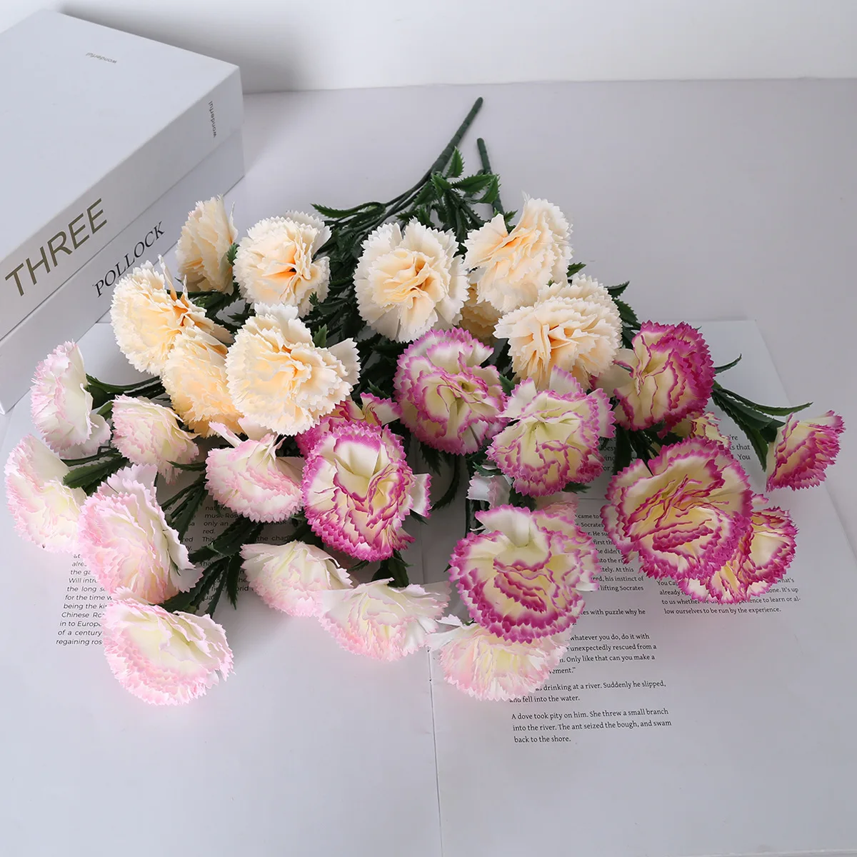 

3 Bunches of 10 High Quality Carnations Artificial Flowers Mother's Day Home Decoration Wedding Wedding Outdoor Photography