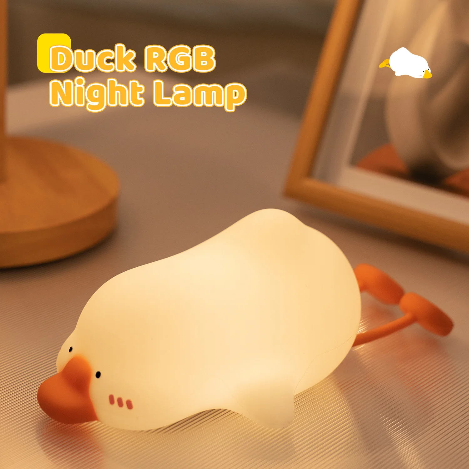 

Colorful Night Lights RGB Indoor Lighting Cute Silicone Duck Desk Lamp Bedside Nightlight Atmosphere Light Decoration Kids Gifts