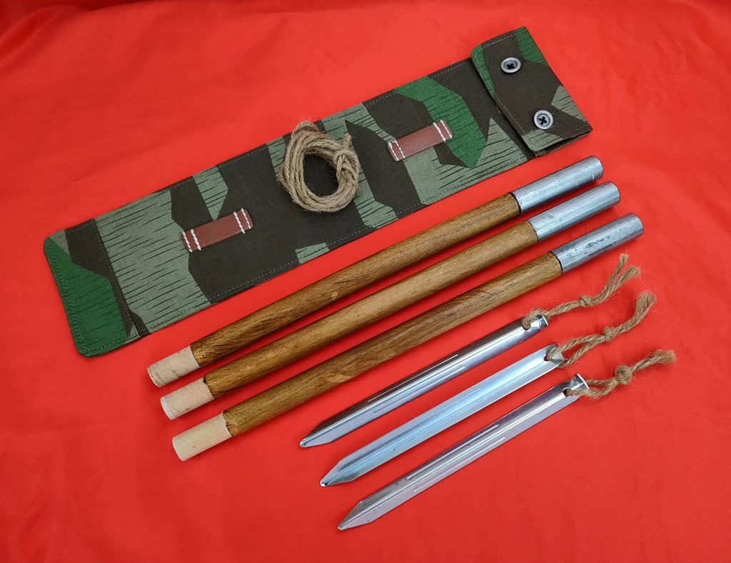 TOMBJ Replica  WWII WW2 GERMAN ARMY  SPLINTER CAMO CAMOUFLAGE CANVAS ZELTBAHN TENT POLES STAKES SET