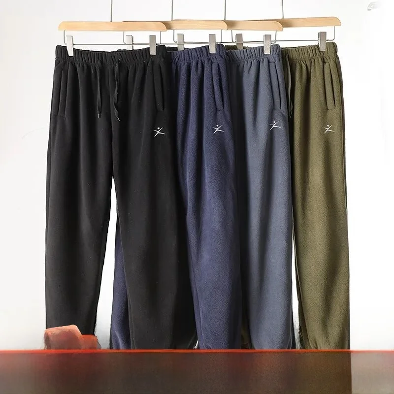 

Thiened Fce мужские зимние двусторонние бархатные повседневные теплые спортивные брюки с манжетами спортивные штаны длинные модные брюки