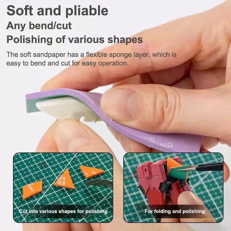 

9Pcs MS-E400~1200 Semi-rigid Sanding Sticks Plastic Model Polishing Rod Hobby DIY Assemble Model Building Tools