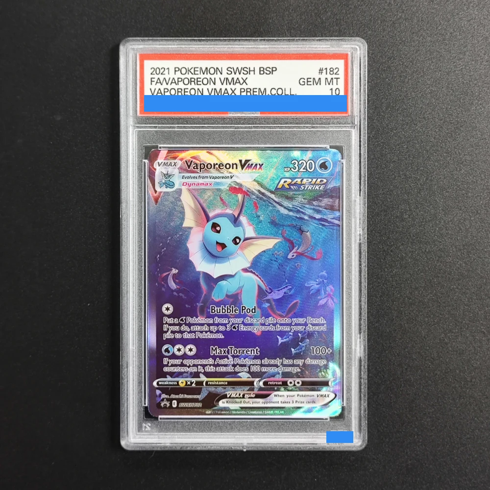 

Proxy DIY 2021 POKEMON SWSH BSP FA VAPOREON VMAX VAPOREON VMAX PREM.COLL. 182 GEM MT 10 Rating Card 10 Card Labels Gift Card Toy