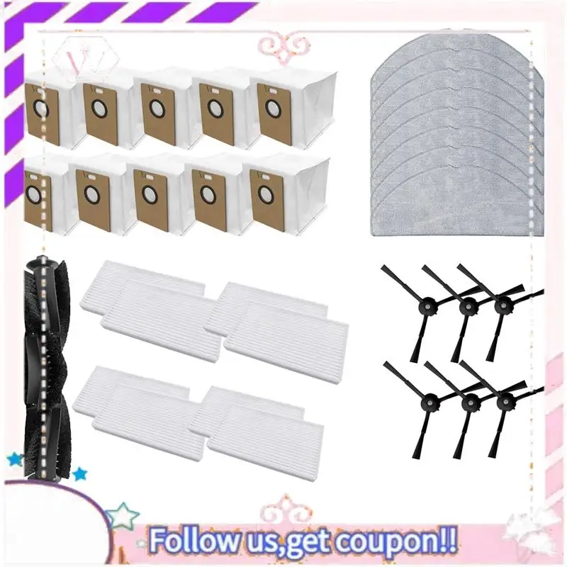 

Durable For TP-Link Tapo RV30 Max Plus / RV20 Max Plus / RV30 Max / RV20 Max Robot Vacuum Main Side Brush Mop Filter Dust Bags