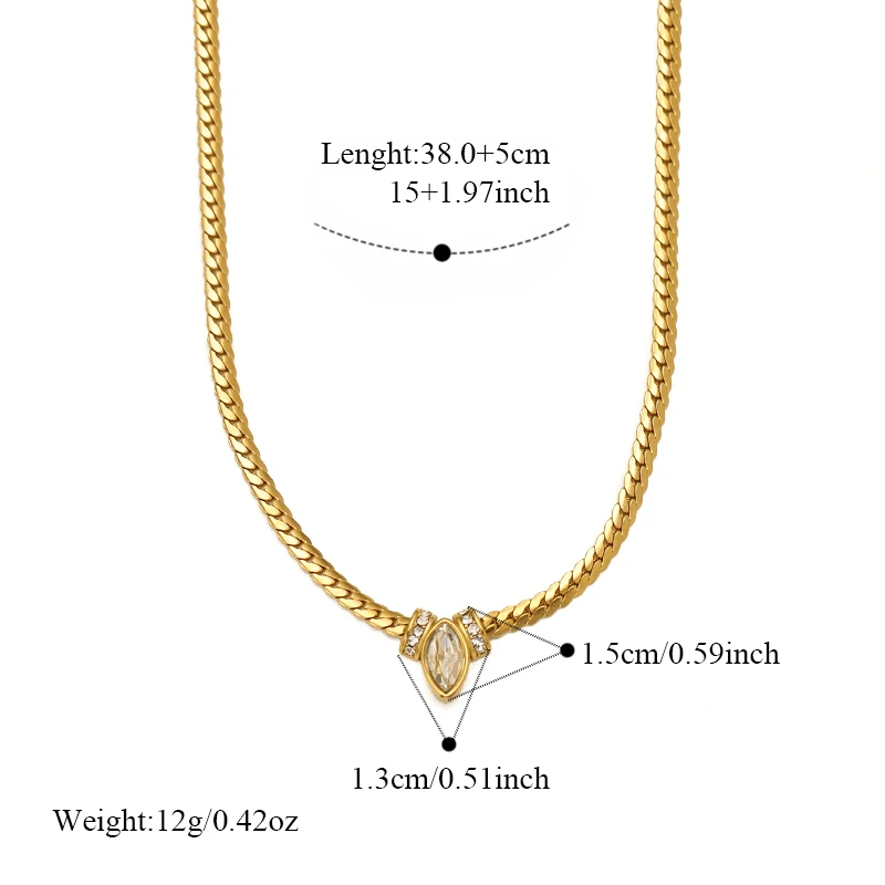 EILIECK Elegante Zirkon-Herz-Anhänger-Halskette für Damen, 18K Gold PVD-beschichteter Edelstahl, Modeschmuck, Halskette, Geschenk – Detail 18
