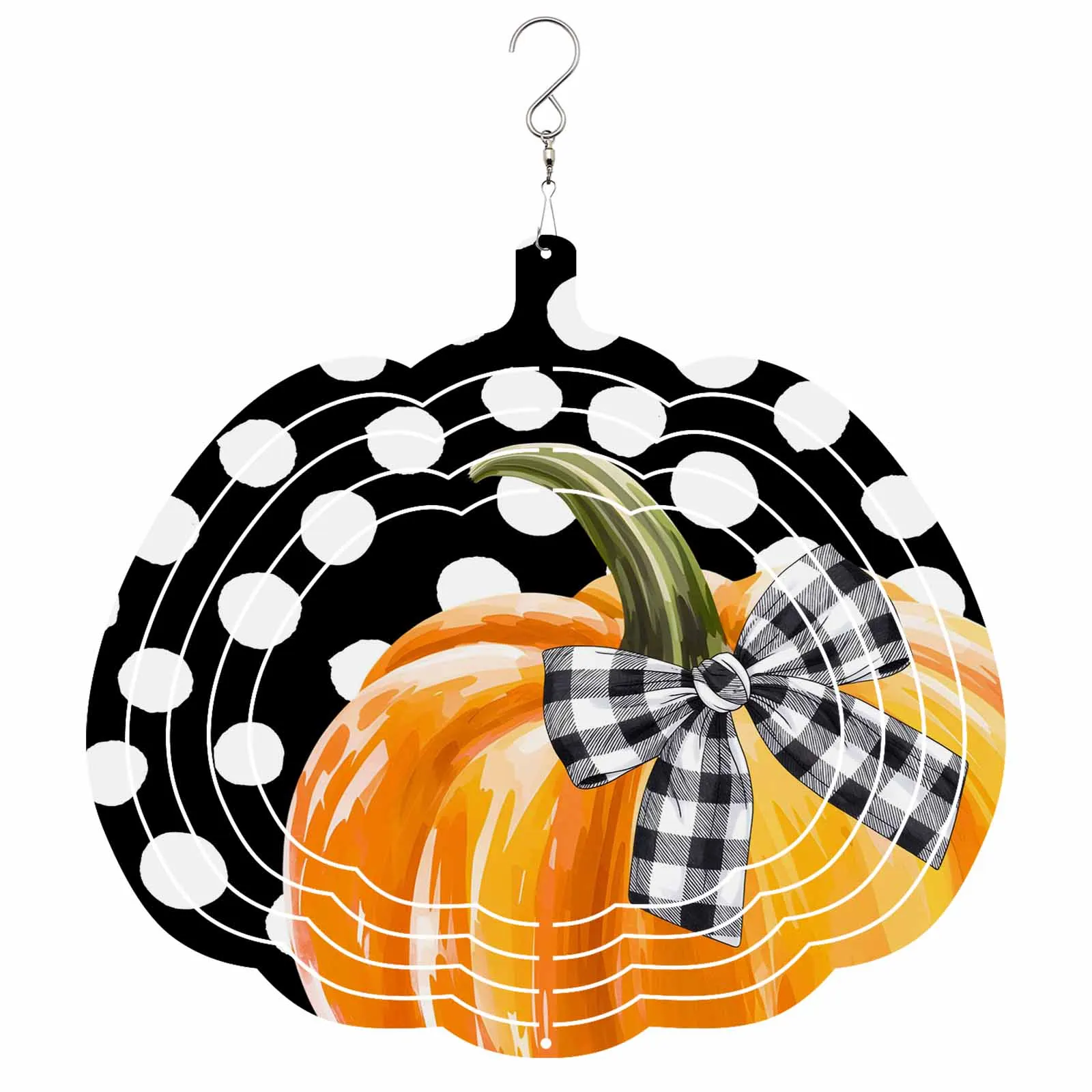 

Черный горошек бант тыква из нержавеющей стали подвесные украшения для дома 3D вращающийся ветровой спиннер