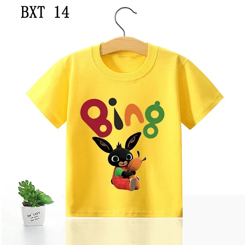 Camiseta de Bing Bunny para niños y niñas, ropa con estampado de figuras de dibujos animados, camisetas de manga corta de algodón de verano, regalo