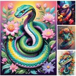 Animal Diamond Art Painting Snake Full Square Round Flower Diamond Mosaic New Arrivals New 2025 Rhinestone Crafts Handmade Hobby