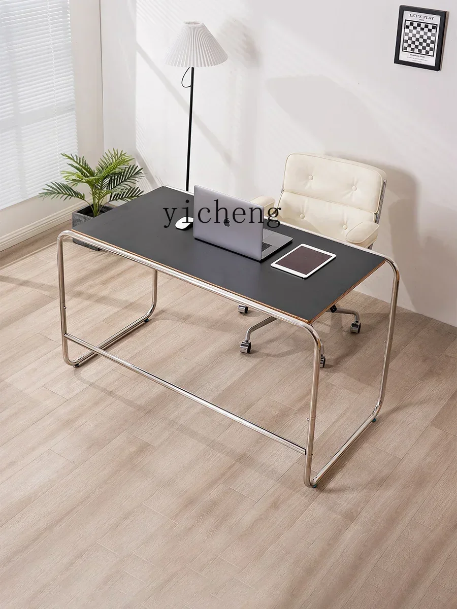 ZC Bauhaus Computer Desk Household Stainless Steel Minimalist Study Desk Mid-Ancient Office Study Desk