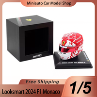 New In Stock Looksmart 1:5 2024 Ferrari F1 Monaco Miami Gp Leclerc Helmet Simulation Resin Models Custom Collectible Toys Gifts