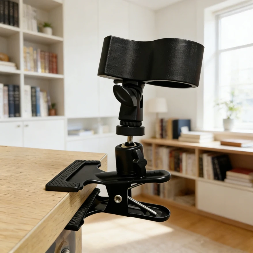 360 °   Suporte Rotativo para Secador de Cabelo Sem Mãos, Base de Metal Estável e Braçadeira Ajustável para Estilização Fácil, Qualidade de Salão em Casa