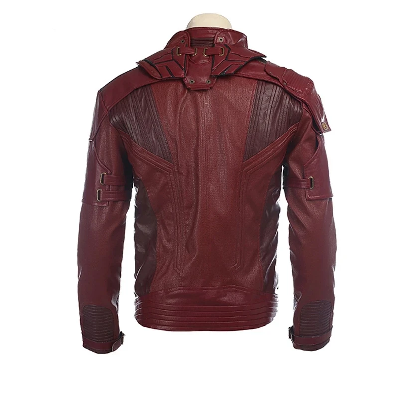 Red Fancy Peter Quill Costume Halloween Cosplay Superhero Star Jason Lord Jacket Short PU Leather Coat