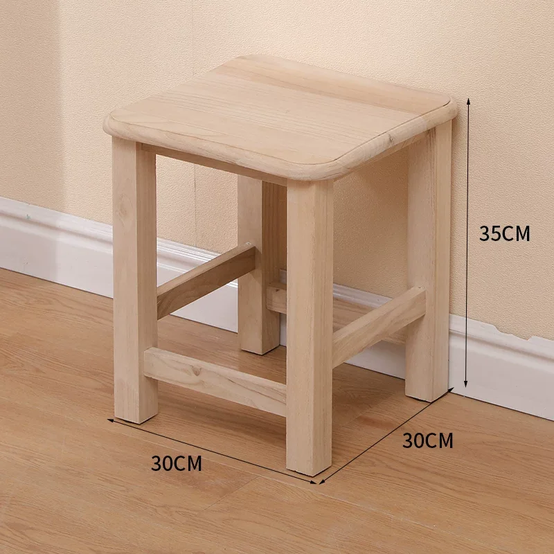 Solid Wood Stool with Storage Square Wooden Footstool for Home