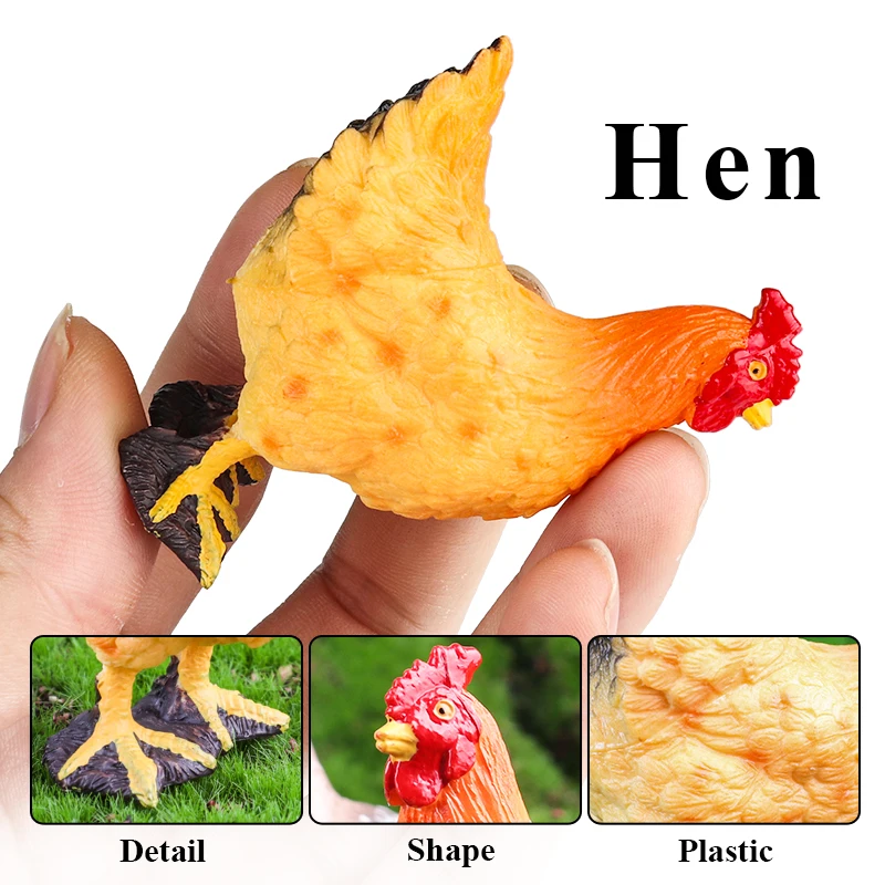 Oenux Miniature ferme modèle oie canard poule oeuf lapin Figurines volaille animaux Figurine PVC gâteau Toppers enfant jouet cadeau