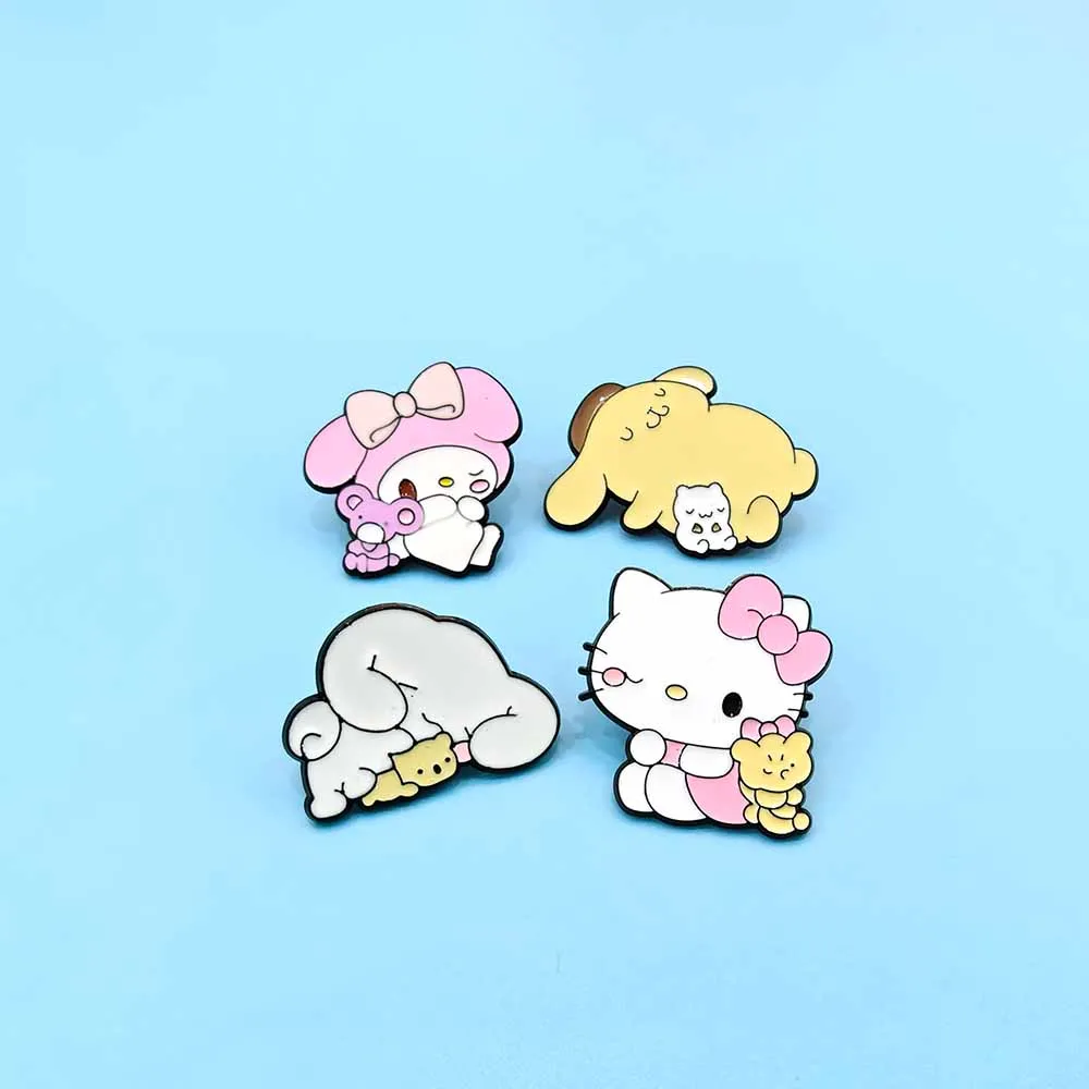 Cute Hello Kitty Cat Enamel Pins My Melody Kit Cat Cartoon Anime Metal Brooch Badge Fashion Jewellery Backpack Accessory Gift