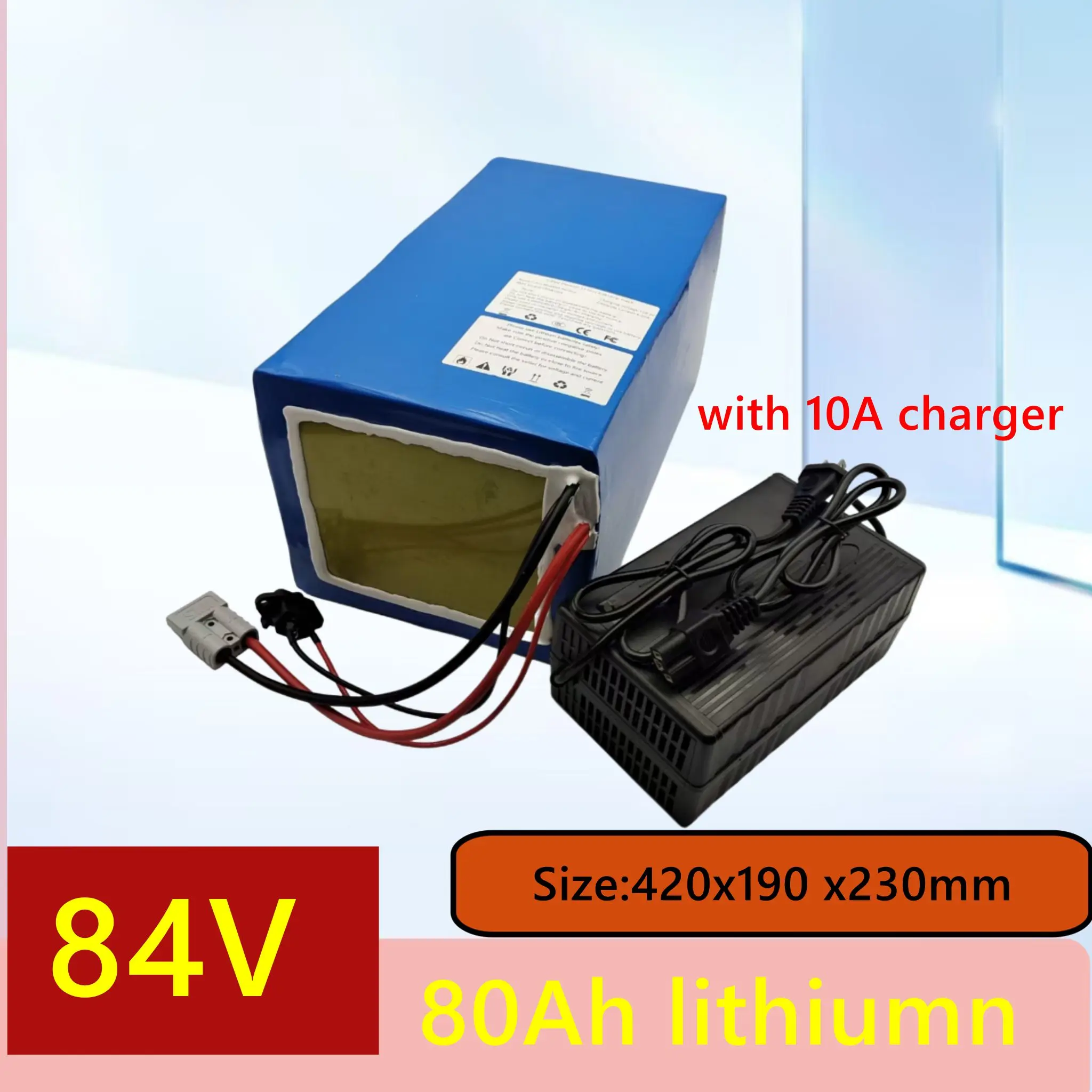 RY  84v 80Ah 100Ah lithium ion battery lipo bluetooth BMS APP for 5000w inverter motorhome Floor cleaner golf cart + 10A charger