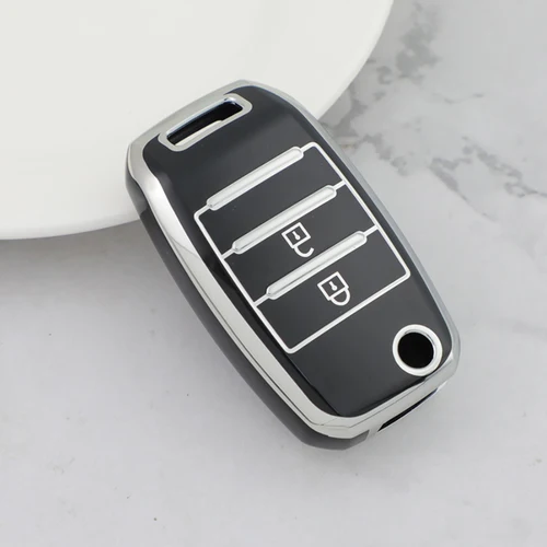 Imagen 1 del producto 2 3 4 botones plata Tpu funda para llave de coche para Kia K2 K3 K5 Carens Cerato Forte RIO Kia Flip Key Shell llaveros Accesorios