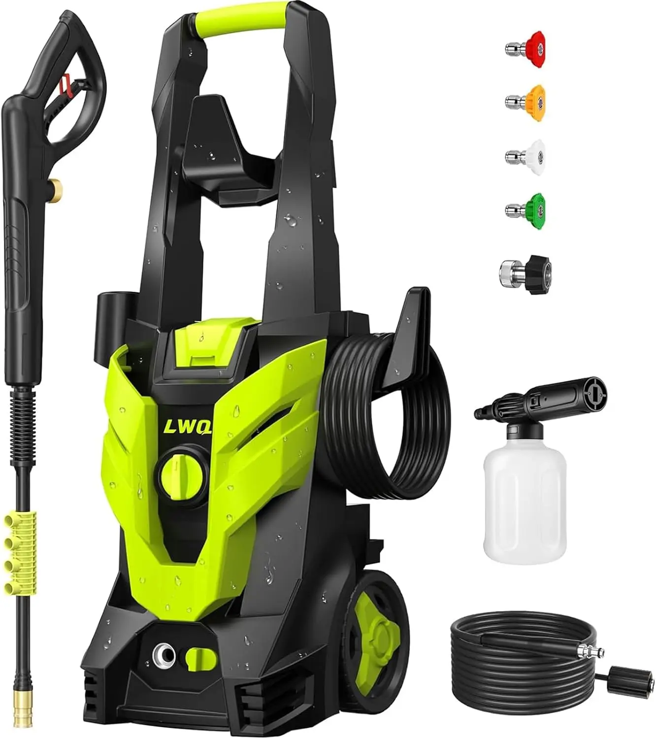 Portable Power Pressure Washer for Car Fence Driveway Patio Washing, 4 Quick Connect Nozzles