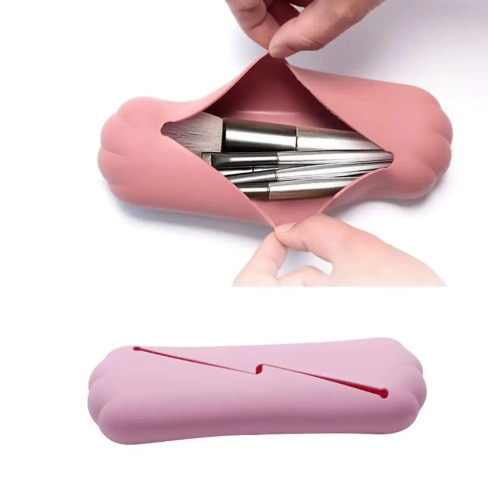 

Beauty Storage Tool Silicone Makeup Brush Holder Portable Soft Makeup Bag Dustproof Waterproof Cosmetic Brushes Pouch Travel