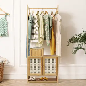 Bamboo Garment Coat Clothes Hanging Heavy Duty Rack with top shelf and 2 tier Shoe Clothing Storage Organizer Shelves AliExpress 1503