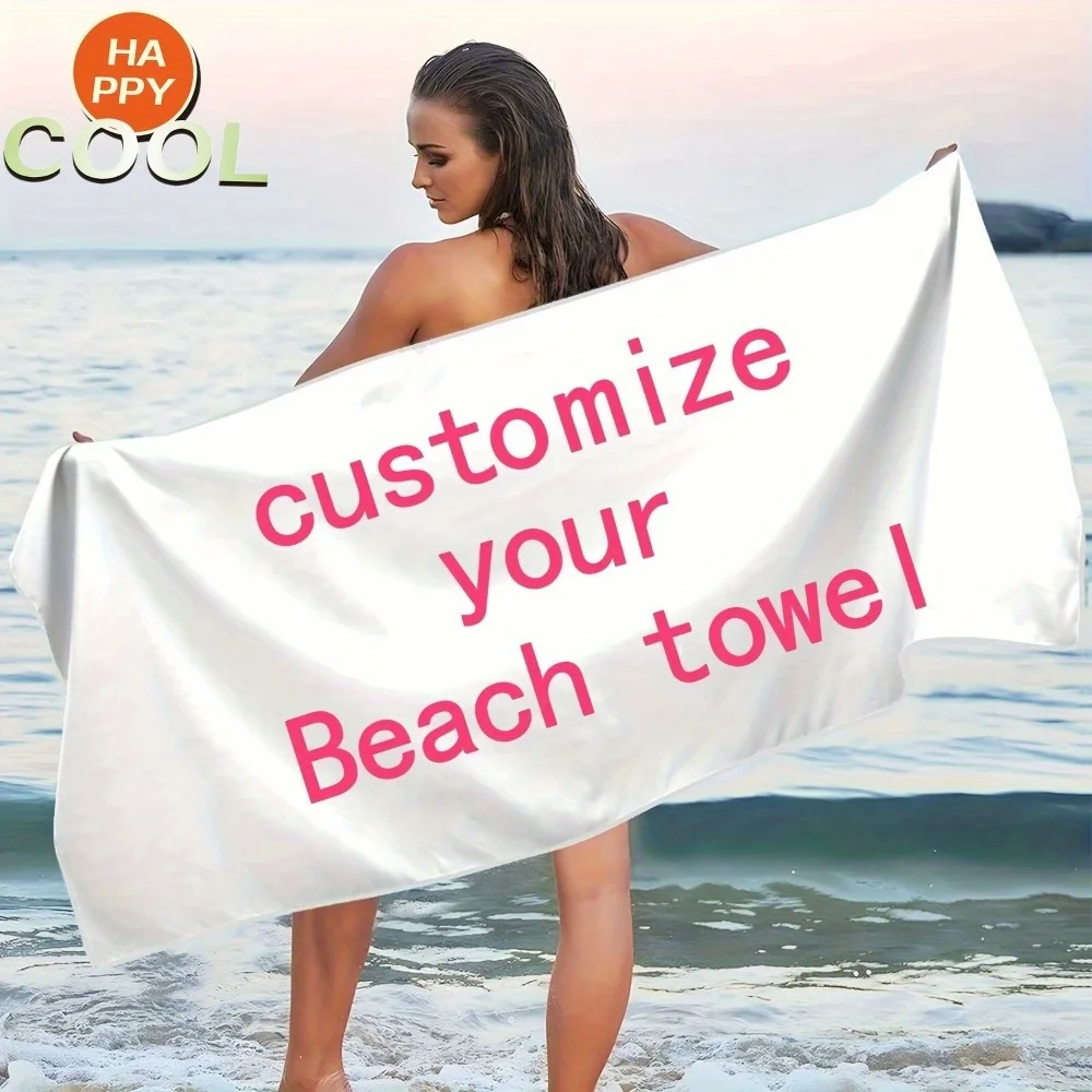 Custom-made Beach Towel- White Personalized Beach Blanket, Super Absorbent and Quick-drying Swimming Towel- Modern Style