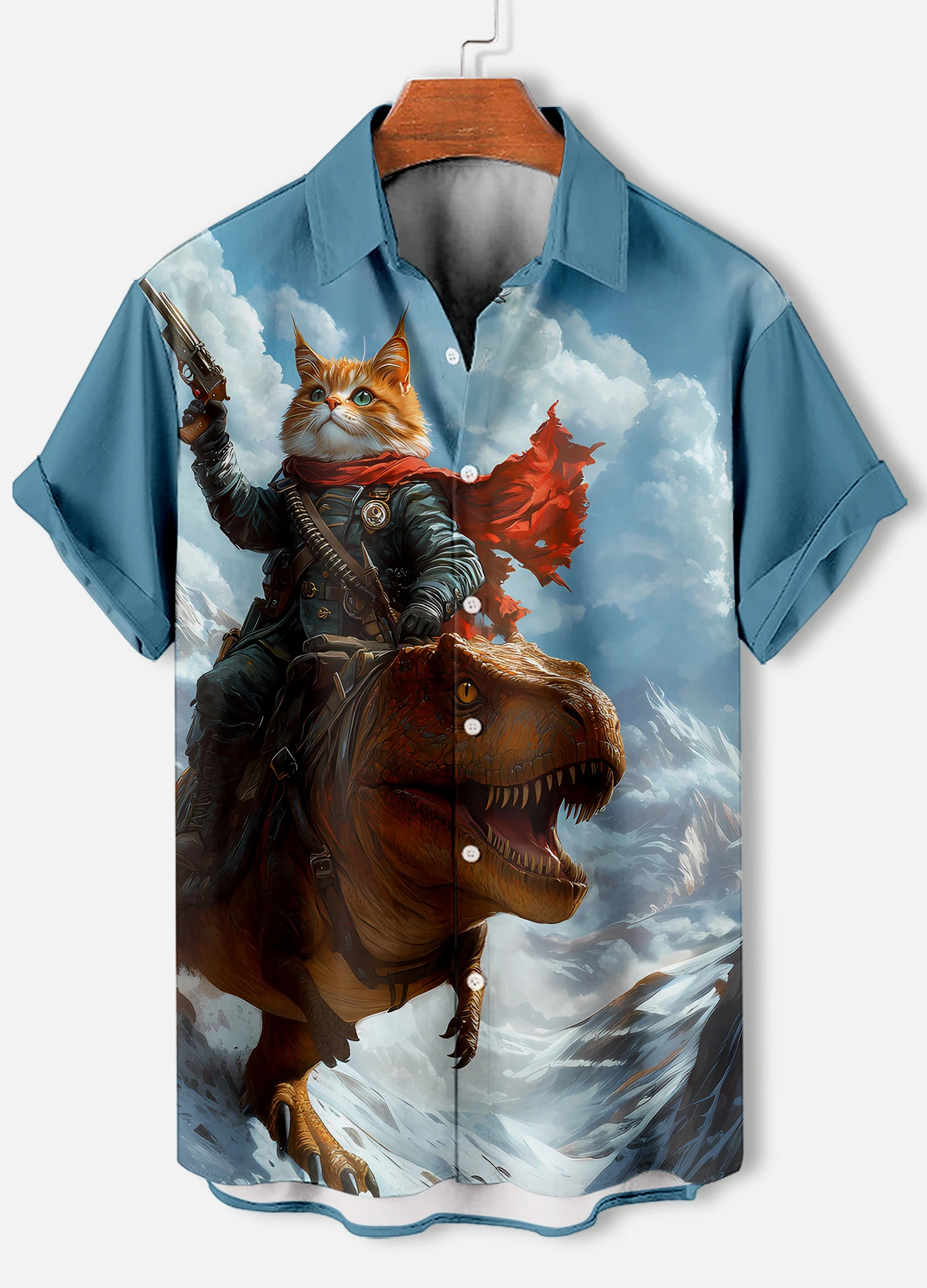 

Men's Retro Cartoon Anime Cat Theme Short Sleeve Shirt Short Sleeve Tops Fashion Casual Vacation Streetwear Summer Men's Shirts