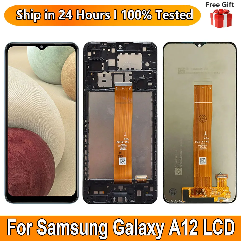 

6.5“New For Samsung Galaxy A12 LCD Display Touch Screen Sensor Digiziter Assembly Replace For Samsung A12 A125 With Frame