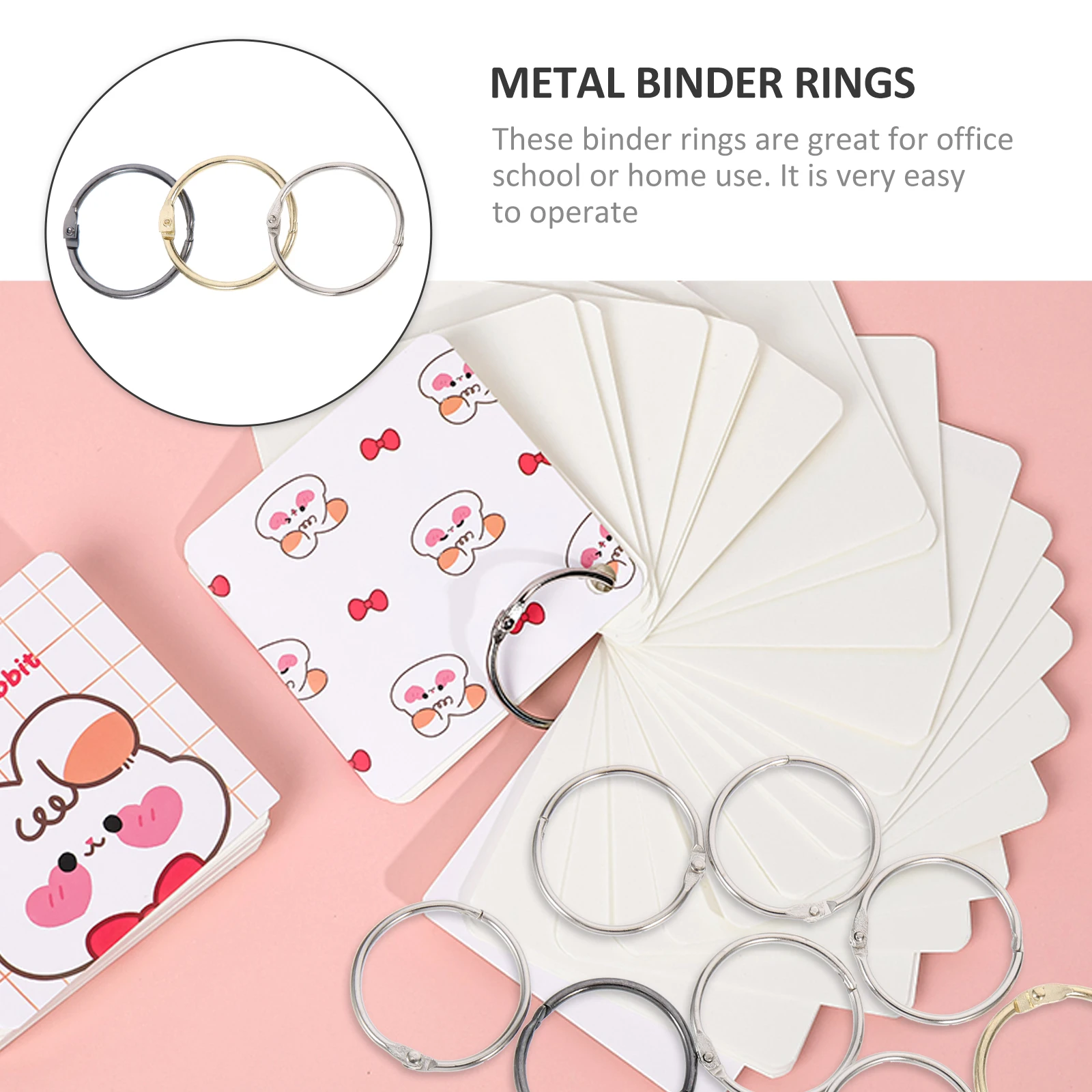 

14pcs Loose Leaf 30 Mm Metal Notebook Accessories Round Flexible Book For School Office Home Binder Rings Metal Rings Notebook