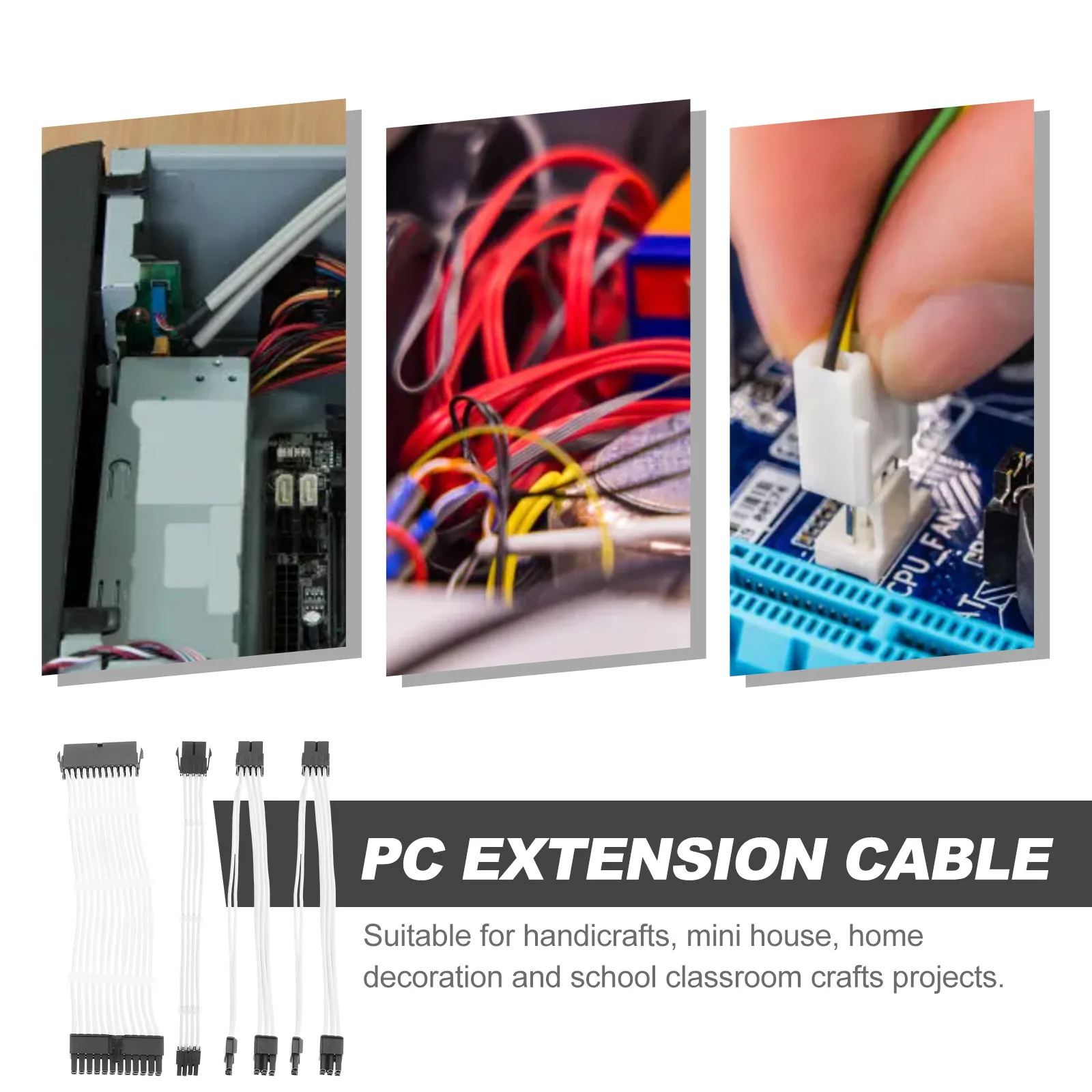 

1Set Cable Extension Set Premium Copper Silicone Pc GPU Pci-E Modular Power Supply Cable Kit Durable Cables