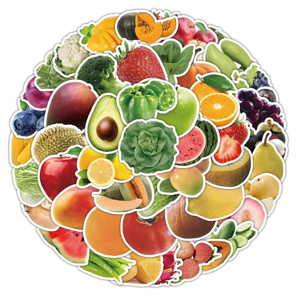 10/30/60PCS Mixed Green Food Vegetable Fruit Sticker Orange Apple DIY Notebook Phone Laptop Car Graffiti Decals Fun for Kid Toys