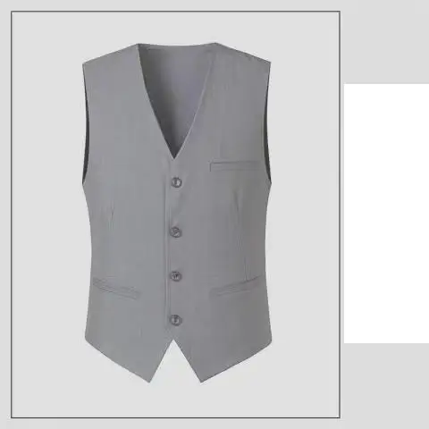 Plus Size M-6XL Black Grey Navy Blue Men's Slim Fit Vests Casual Sleeveless Waistcoats Gilet for Formal Business Suit Jacket