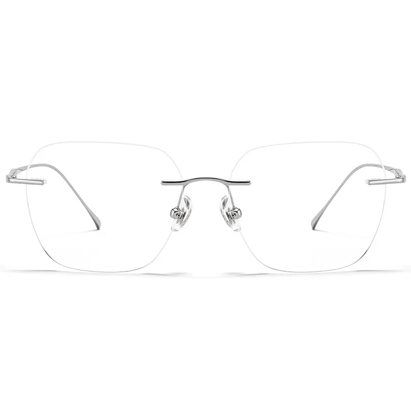 Ultra-light Titanium Rimless Myopia Frames Unisex Simple Square Frames Reading Glasses Customized Prescription Glasses