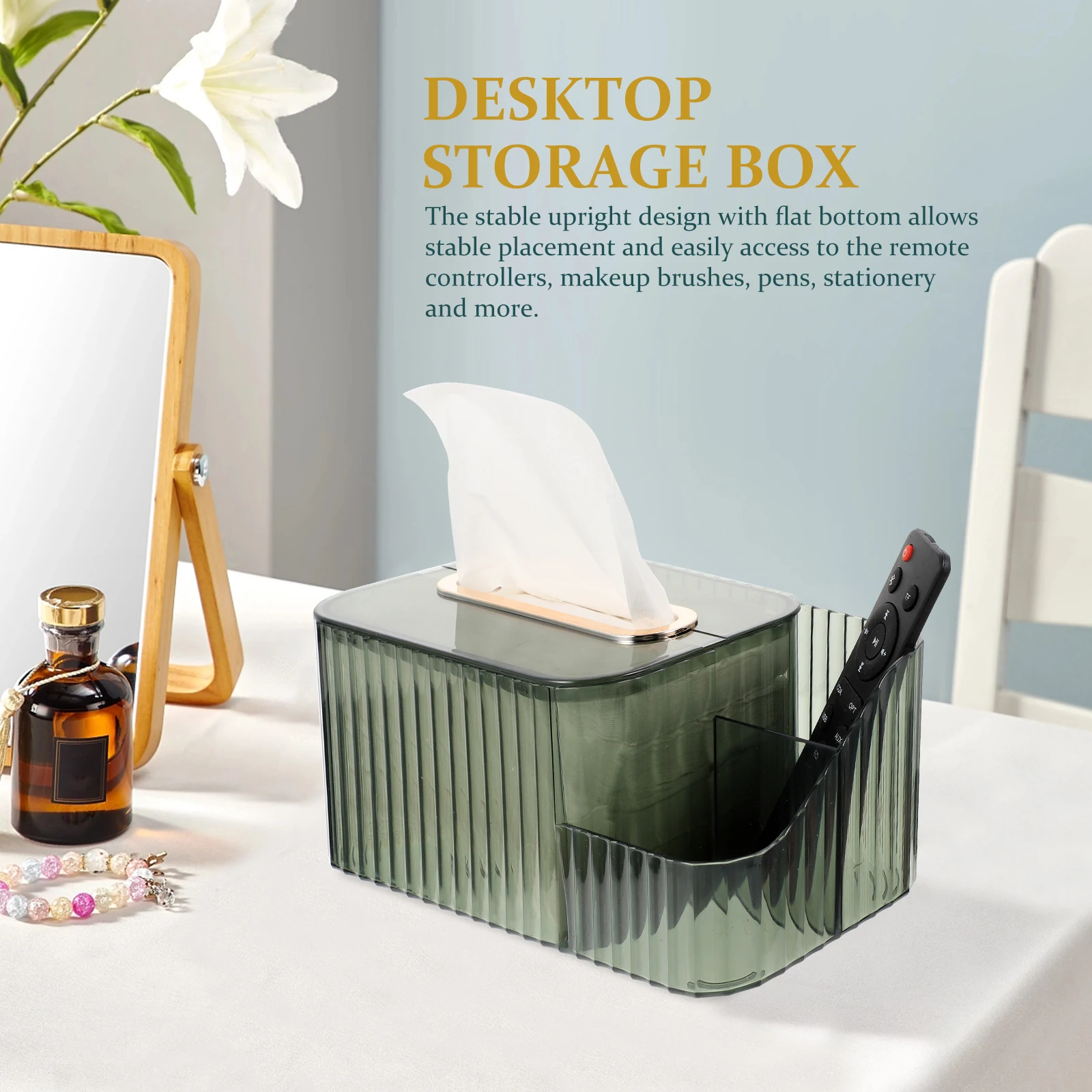 

Tissue Box Cover Multi-Function Desktop Organizer Remote Control Storage Container Easy Clean Living Room Home Decor