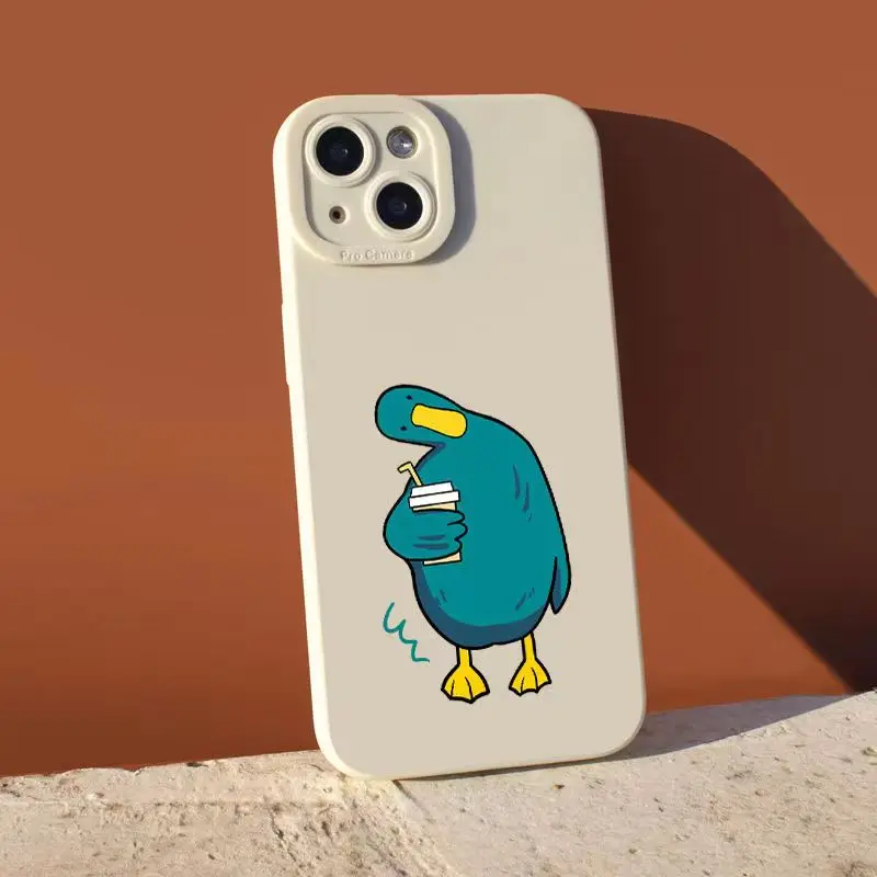 New Cartoon Duck Case iPhone 11 Case For iPhone 13 14 15 Pro Max 12 Mini XS Max XR X 8 7 15 Plus Shockproof Silicone Soft Cover