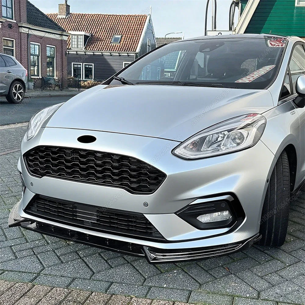 

For Ford Fiesta MK8 ST ST-line Pre-LCI 2017-2021 Car Front Bumper Lip Spoiler Splitter Diffuser ABS Gloss Black Bodykits Tuning
