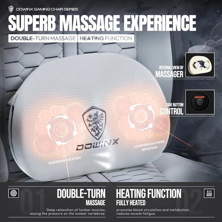 Gaming Chair with Heated Massage Lumbar Support Ergonomic Gaming Computer Chairs with Footrest and Pocket Spring Cushion Big an