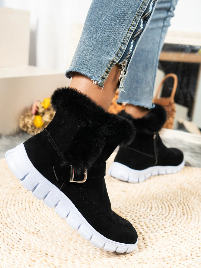 2023 Inverno Mulheres Pele Quente Botas de Neve Sapatos Casuais Novos Curtos Camurça De Pelúcia Ankle Boots Flats Gladiador Esporte Senhoras Botas