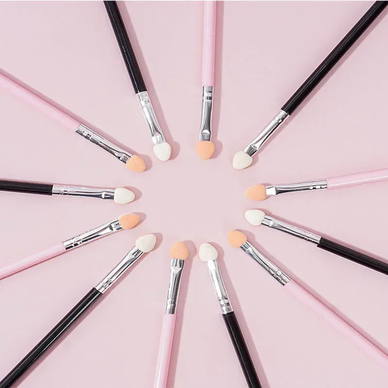 20 Stuks Dual-kleuren Oogschaduw Borstels Draagbare Roze Zwart Perzik Hartvorm Eyeliner Spons Borstels Vrouwen Gezichtsmake-up gereedschap