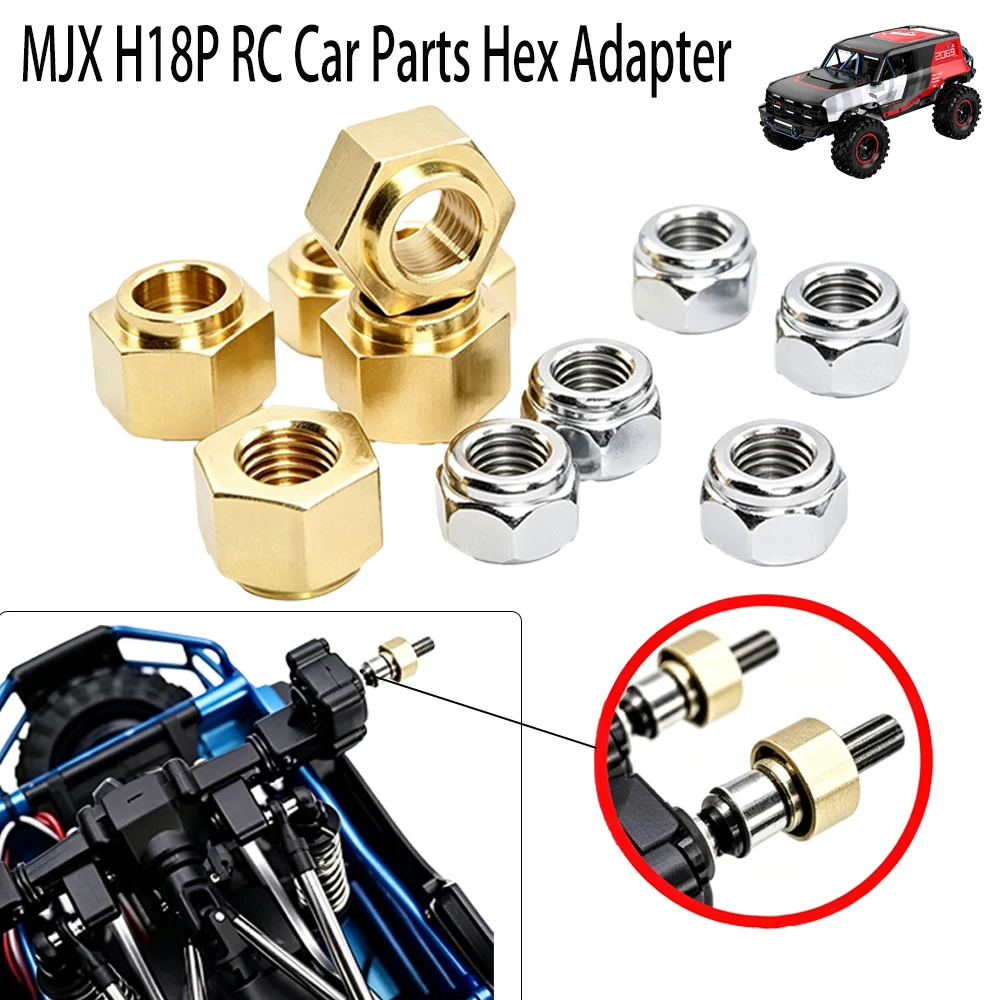 Brand New Brass Upgraded Hexagonal Wheel Adapter With Nuts Widened Assembly For MJX Hyper GO H18P RC Car Accessories