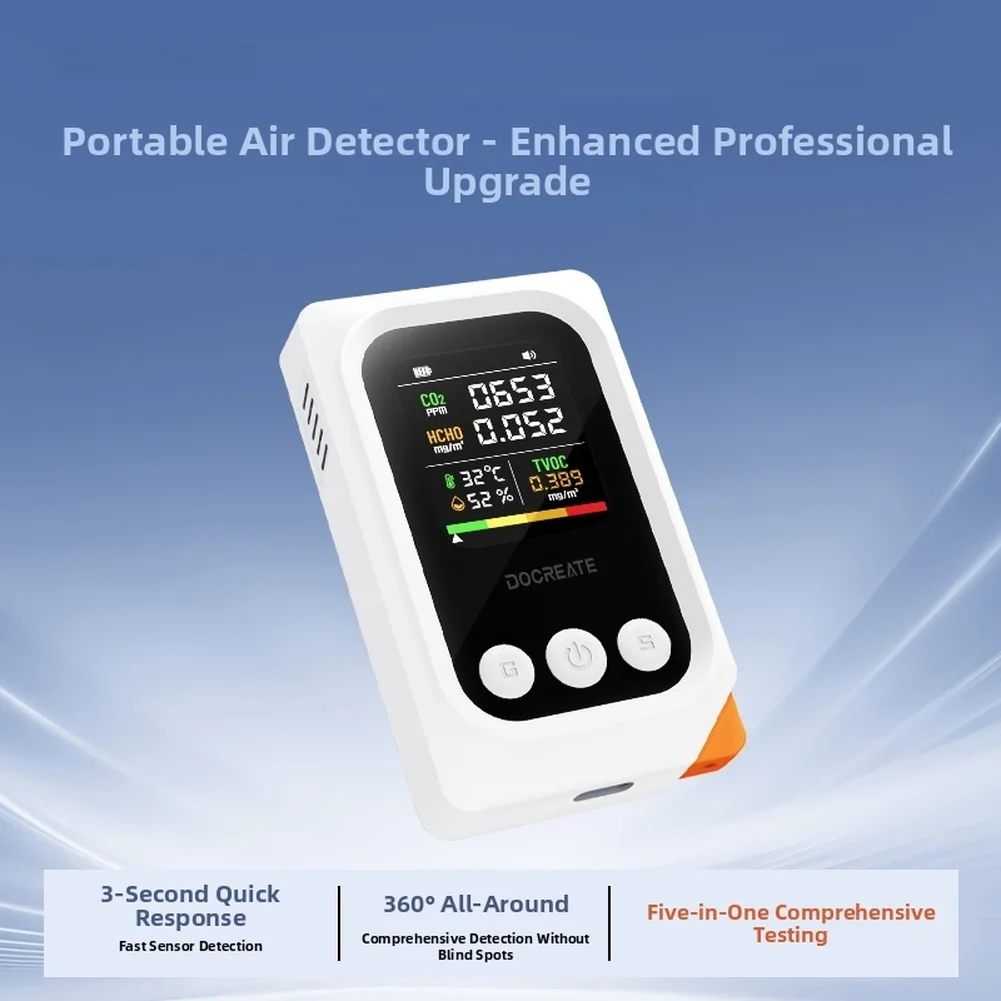 Formaldehyde Detector 5 In 1 Portable Air Quality Monitor With Screen For Carbon Dioxide HCHO TVOC Temperature Detection Tools