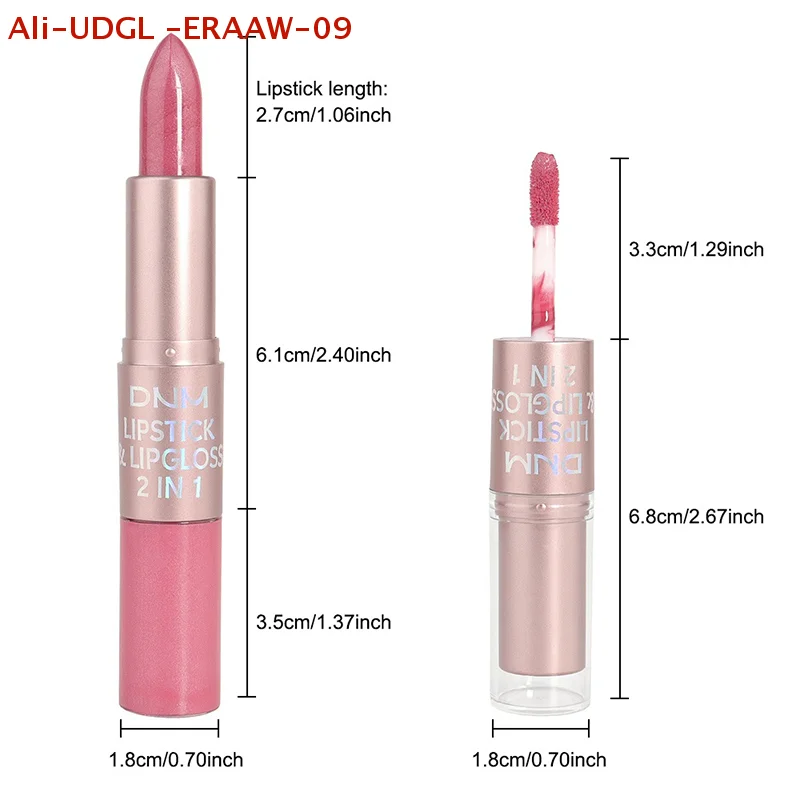 2 IN 1 ลิปสติก ลิปกลอส เซ็กซี่ เมทัลลิค สีมุก ลิปสติกเนื้อลิควิด ชิมเมอร์ ติดทนนาน ให้ความชุ่มชื้น กันน้ำ แต่งหน้า