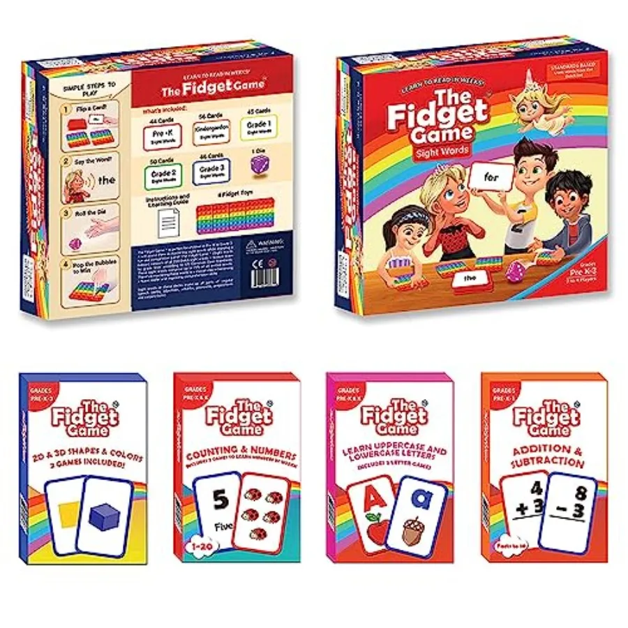 

Learning - Flashcards and Pop Fidget Toys for Pre-K to Grade 3 - Learning Activities and Games for High-Frequency Dolch - Inclu