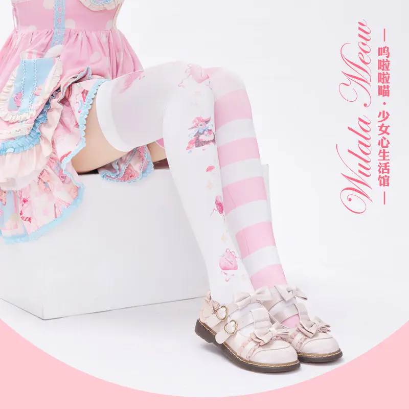 Original Cute Colorful Dopamine Over-the-knee Lolita Stockings Women Extended Length Sweet Girl Socks