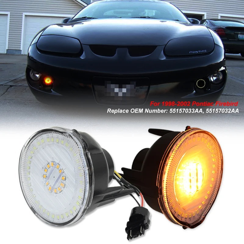 

For Pontiac Firebird 1998-2002 Front Bumper Amber Turn Signal Lights lamps ,White LED Parking/Driving & Full Amber LED Blinker