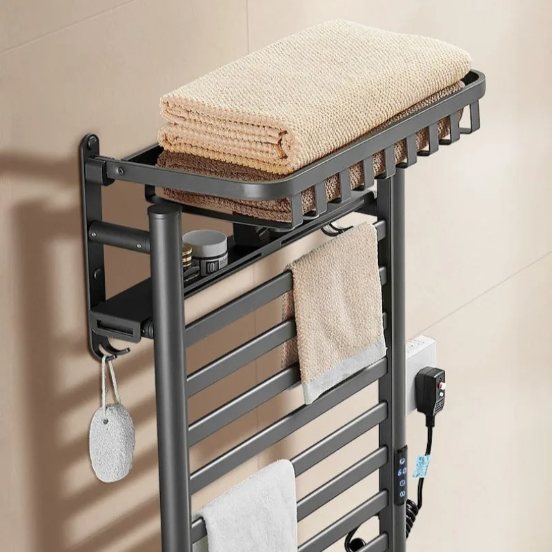 Electric Towel Rack Digital Convenient Touchscreen Wall Mounted Heating Bath Towel Shelf Household Bathroom Storage Equipment