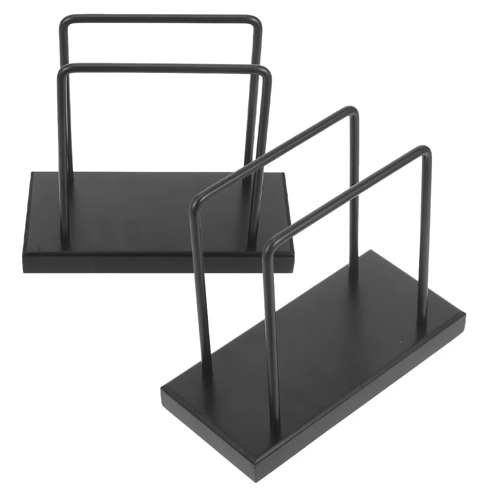 2Pcs Wooden Napkin Holder with Weighted Iron Base Sleek Modern Rustic Table Tissue Dispenser for Dining Room Kitchen Outdoor