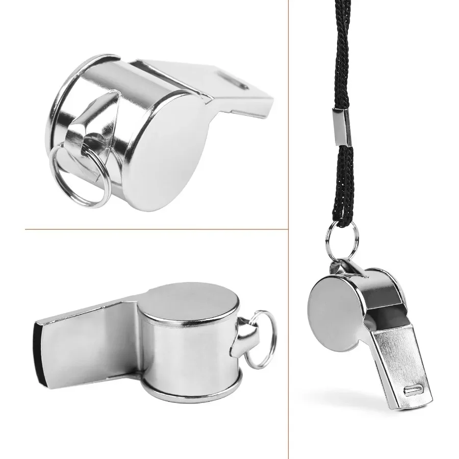 صافرة رياضية مع حبل بصوت عالٍ جدًا من الفولاذ المقاوم للصدأ، مثالية لحكام المدربين، الدفاع والترفيه